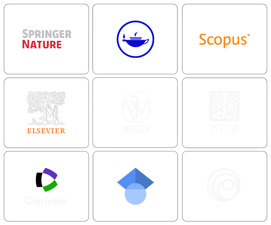 Springer Nature, Elsevier, Scopus, Wiley, JSTOR, Clarivate and other publisher partners